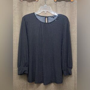 Adrianna Papell Navy and White Polka Dot Dress